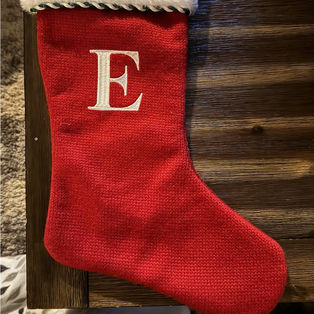 COPY - Holiday Home Knit Monogram E Xmas Stocking